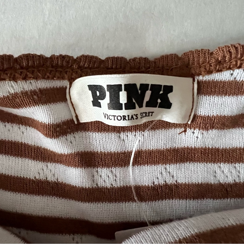 NWT Victoria's Secret Brown and White Striped Top